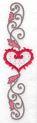 Embroidery Design: Floral Heart 107 vertical 1.87w X 6.97h