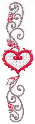 Embroidery Design: Floral Heart 108 horizontal9.75w X 2.62h