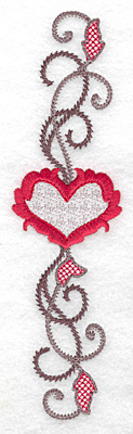 Embroidery Design: Floral Heart 111 1.89w X 6.93h