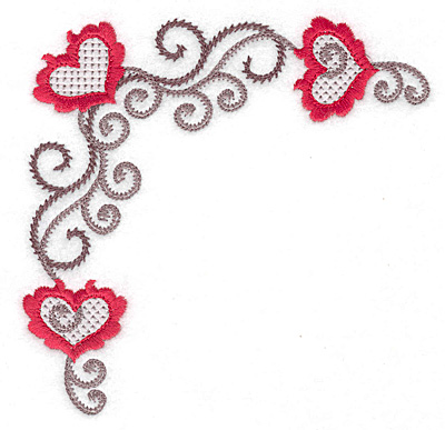 Embroidery Design: Floral Hearts 116 corner 4.97w X 4.97h