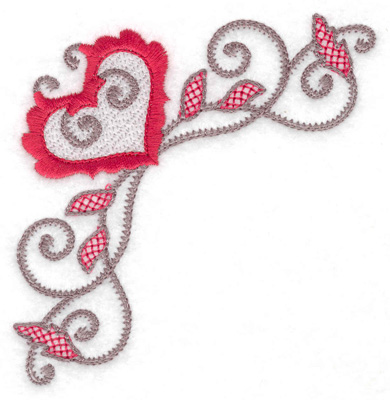 Embroidery Design: Floral Heart 117 corner small 3.88w X 3.88h