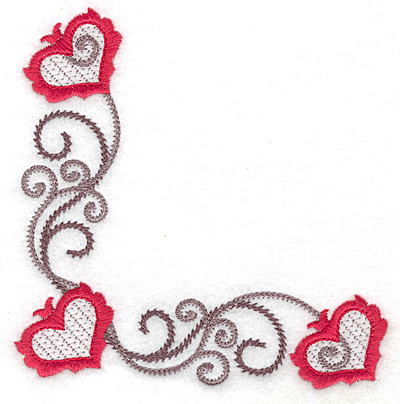 Embroidery Design: Floral Hearts 120 lower corner 4.93w X 4.95h