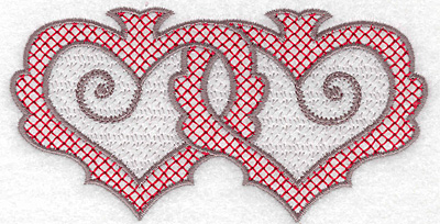 Embroidery Design: Hearts 127 with motif small 4.95w X 2.56h
