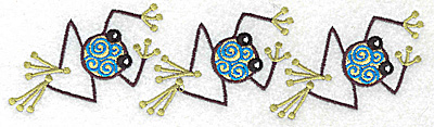 Embroidery Design: Frog H trio 6.97w X 1.91h