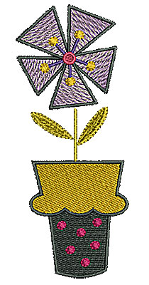 Embroidery Design: Flower in pot 2 1.98w X 4.77h