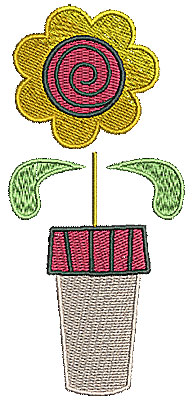 Embroidery Design: Flower in pot 3 2.18w X 4.82h