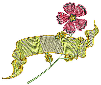 Embroidery Design: Flower with banner 5.93w X 5.00h