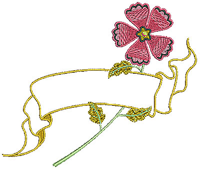 Embroidery Design: Flower with banner outline 5.93w X 5.00h
