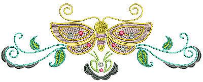 Embroidery Design: Butterfly with open wings banner 7.01w X 2.70h