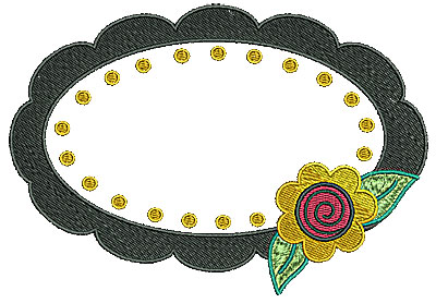 Embroidery Design: Frame with flower 6.30w X 4.35h