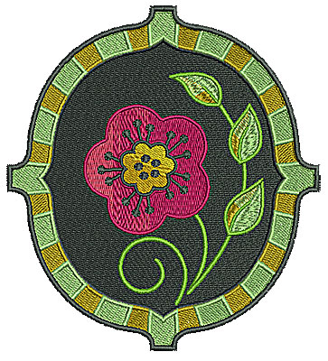 Embroidery Design: Flower in frame 5.02w X 5.54h