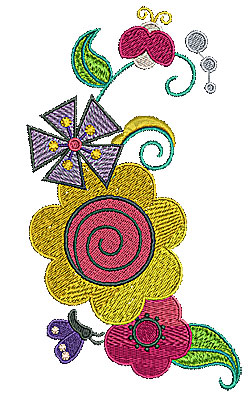 Embroidery Design: Flowers  3.93w X 7.05h