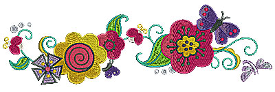 Embroidery Design: Flower trail with butterfly 9.94w X 2.97h