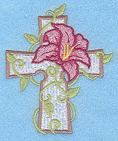 Embroidery Design: Cross with lily small 3.17w X 3.76h