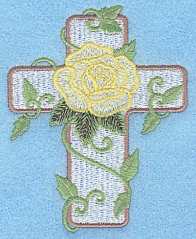 Embroidery Design: Cross with rose small 3.06w X 3.87h