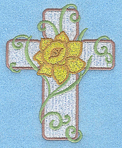 Embroidery Design: Cross with daffodil small 3.03w X 3.86h