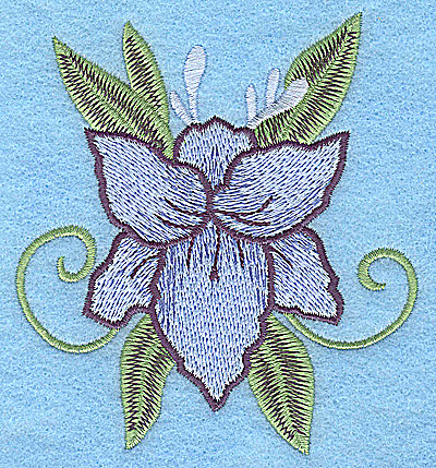 Embroidery Design: Blue flower 3.51w X 3.88h