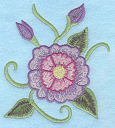 Embroidery Design: Mauve and pink flower 3.24w X 3.75h
