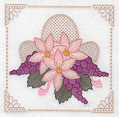 Embroidery Design: Floral design with grapes A large 4.97w X 4.96h