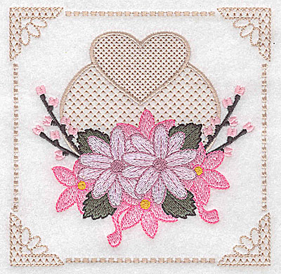 Embroidery Design: Floral design with heart B large 4.97w X 4.96h