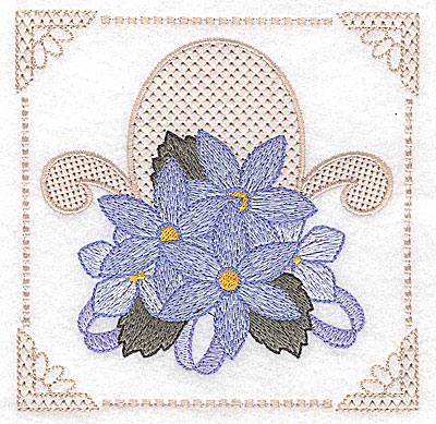 Embroidery Design: Floral design with ribbons C large 4.97w X 4.96h