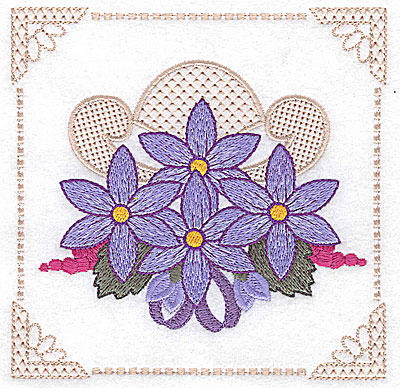 Embroidery Design: Floral design with grapes and ribbons E large 4.97w X 4.96h