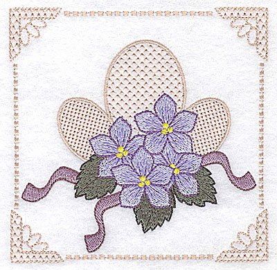 Embroidery Design: Floral design with ribbons J large  4.97w X 4.96h