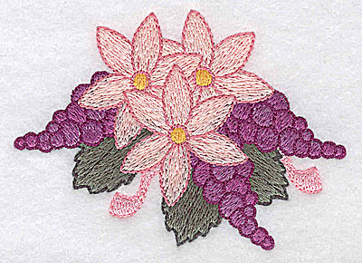 Embroidery Design: Flowers and grapes A 3.52w X 2.60h