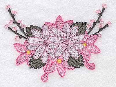 Embroidery Design: Flowers and ribbons B 3.32w X 2.42h