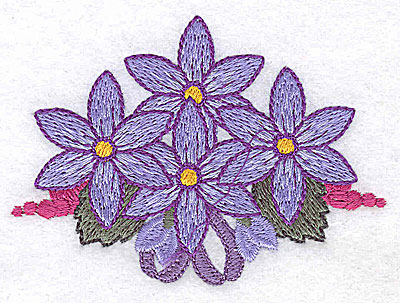 Embroidery Design: Flowers grapes and ribbons E 3.42w X 2.43h
