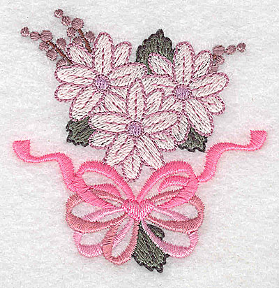 Embroidery Design: Flowers bow and ribbons F 2.79w X 2.91h
