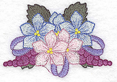 Embroidery Design: Flowers grapes and ribbons G 3.44w X 2.40h