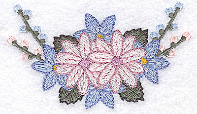 Embroidery Design: Flowers and buds I 3.44w X 1.99h