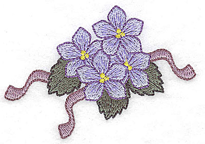 Embroidery Design: Flowers and ribbons J 3.56w X 2.42h