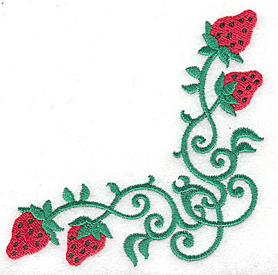 Embroidery Design: Strawberry corner 3.89w X 3.89h