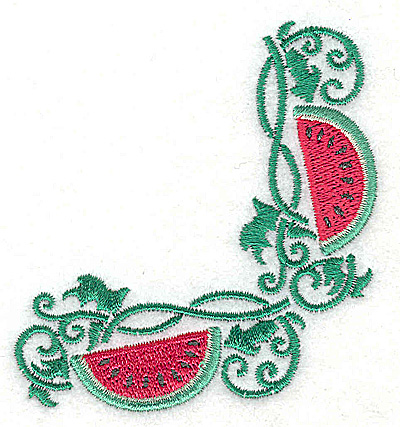 Embroidery Design: Watermelon corner 2.91w X 3.17h