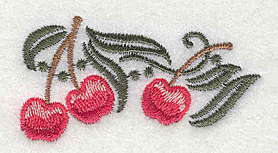 Embroidery Design: Cherries 2.47w X 1.31h