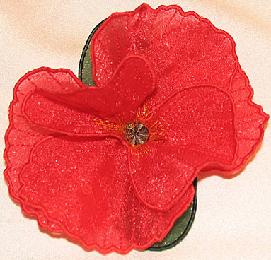 Embroidery Design: Poppy 3D Flower small5.09"w X 3.49"h