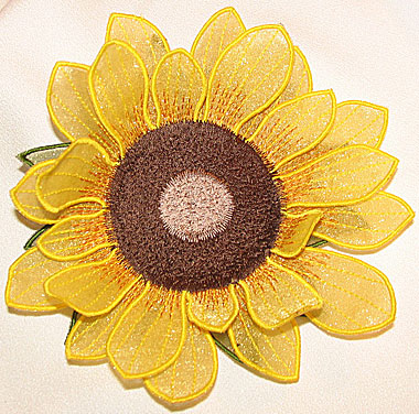 Embroidery Design: Sunflower 3D Flower small5.12"w X 5.0"h