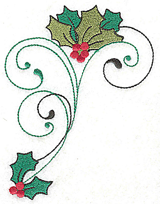 Embroidery Design: Hollys berries and swirls large 3.72w X 4.95h