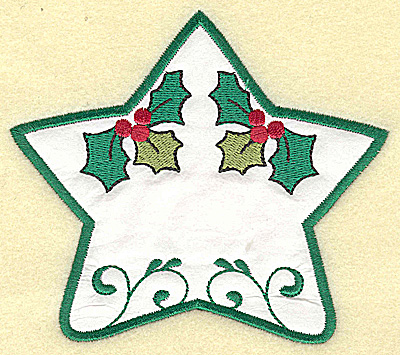Embroidery Design: Holly star applique design large 4.93w X 4.35h
