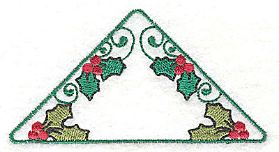 Embroidery Design: Triangular shape with mistletoe 3.69w X 1.94h