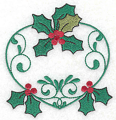 Embroidery Design: Heart with Holly 3.51w X 3.72h