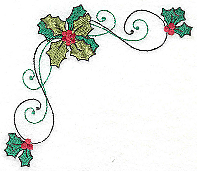 Embroidery Design: Holly corner large 4.86w X 4.86h