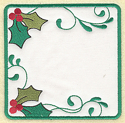 Embroidery Design: Holly design in square applique large' 4.90w X 4.90h