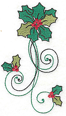 Embroidery Design: Holly vertical design large 2.78w X 4.96h