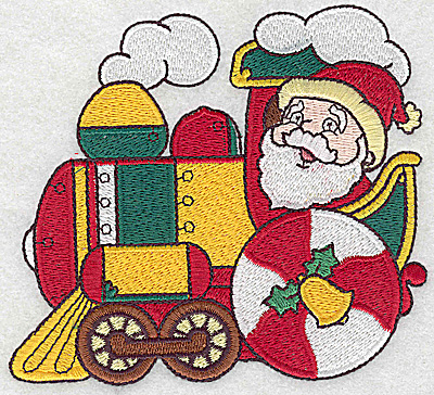 Embroidery Design: Locomotive with Santa large 4.90w X 4.36h