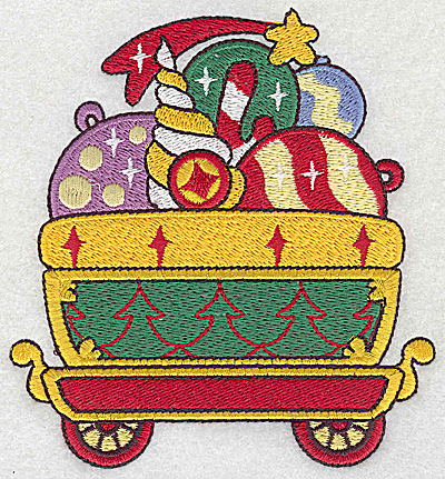 Embroidery Design: Train with ornaments large 4.44w X 4.80h