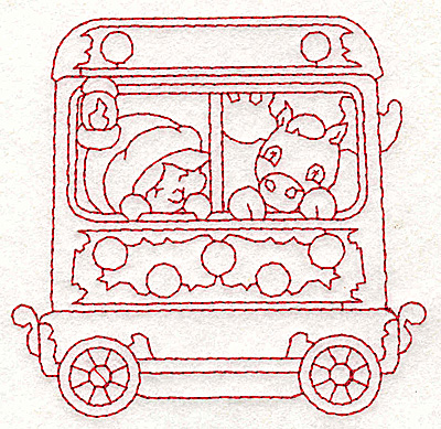 Embroidery Design: Train with child and moose redwork 3.73w X 3.61h
