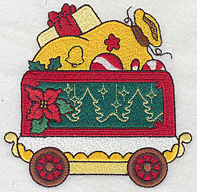Embroidery Design: Train with Santa's sack large4.56w X 4.50h